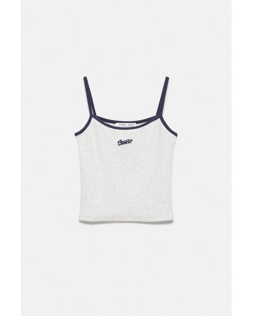 Pull&Bear Blue Stwd Fine Strap Top