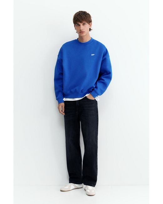 Pull&Bear Blue Stwd Boxy Sweatshirt for men