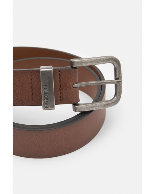 Pull&Bear Brown Leather Effect Belt for men