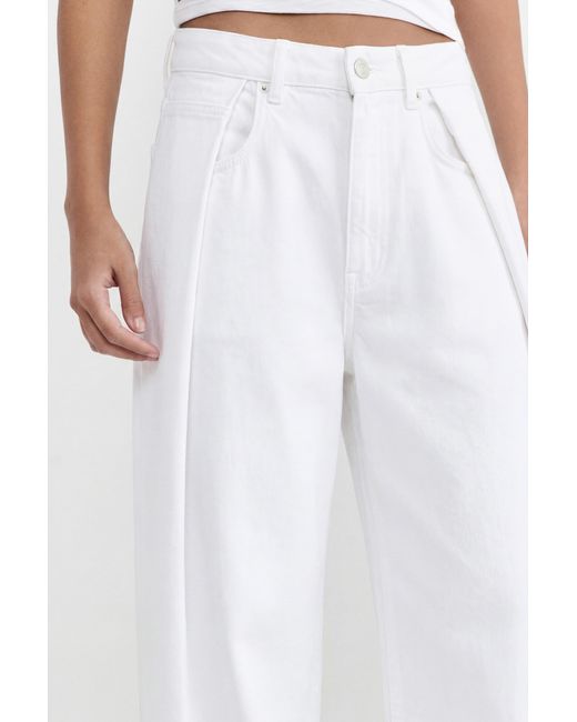 Pull&Bear White Pleated Balloon Fit Baggy Jeans
