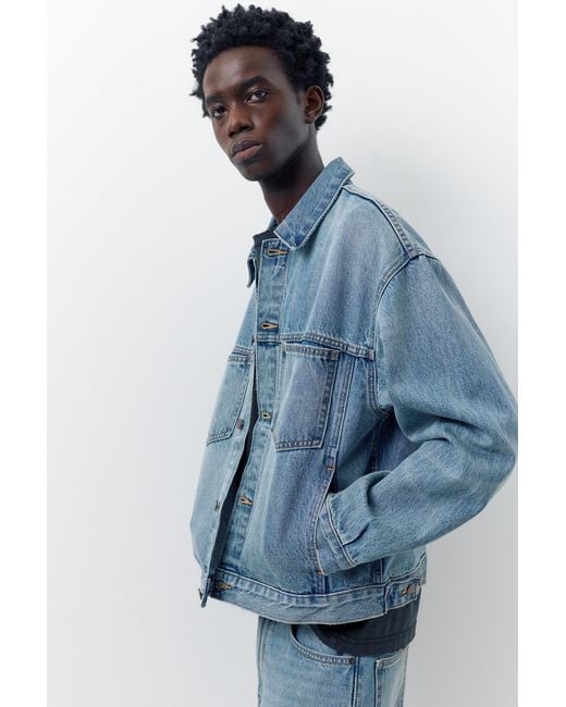 Pull&Bear Blue Denim Trucker Jacket for men