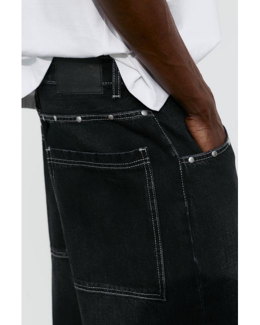 Pull&Bear White Stwd Studded Jorts for men
