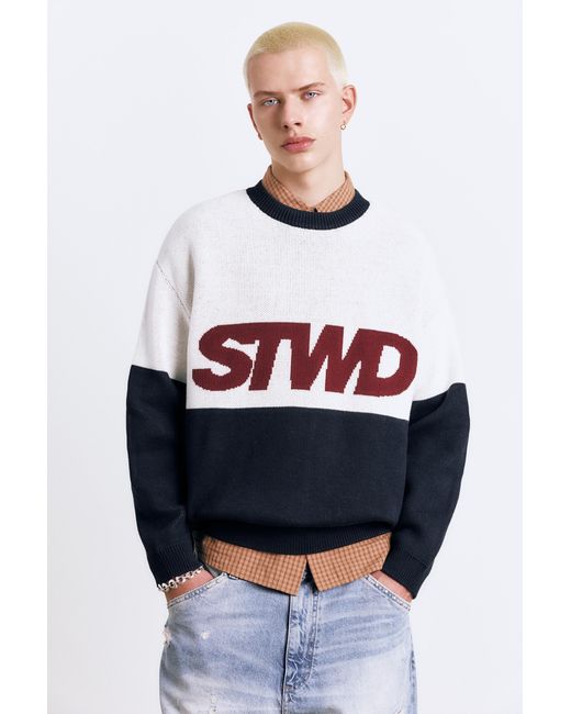 Pull À Panneaux Stwd Pull&Bear pour homme en coloris White