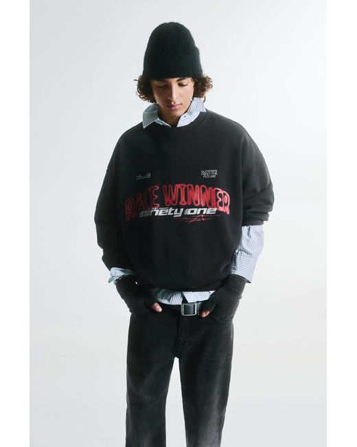 Pull&Bear Black Stwd Race Winner Sweatshirt for men