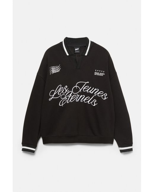 Pull&Bear Black Stwd Les Teunes Sweatshirt for men