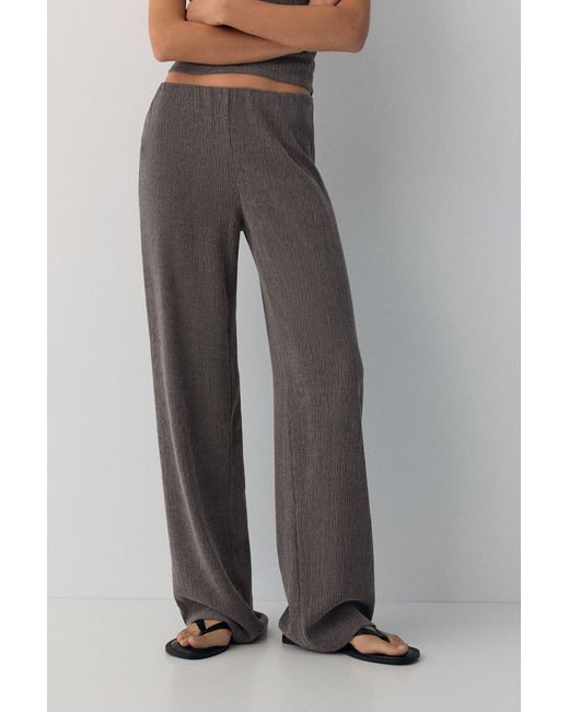Pull&Bear Brown Crepe Straight Trousers