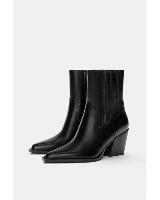 Pull&Bear Blue Cowboy Heel Ankle Boots