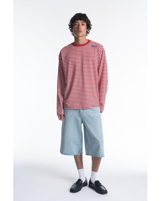 Pull&Bear Blue Striped Stwd T-Shirt for men