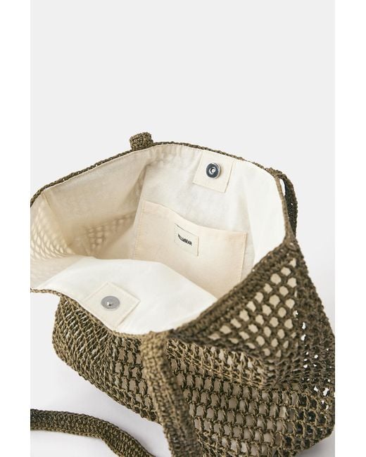 Pull&Bear White Woven-Effect Tote Bag for men