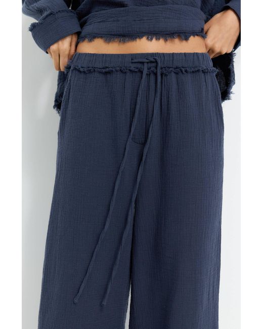 Pull&Bear Blue Gesmokte Joggerhose