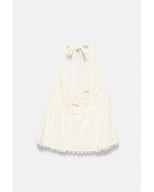 Pull&Bear Natural Shell Detail Halter Top