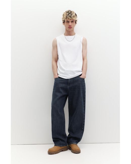 Pull&Bear Blue Relaxed Fit Baggy Jeans With Stars for men