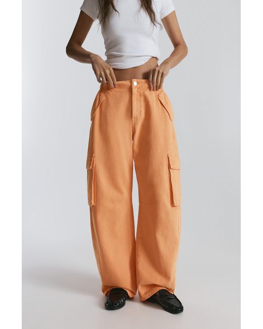 Pull&Bear Orange Balloon Fit Cargo Trousers