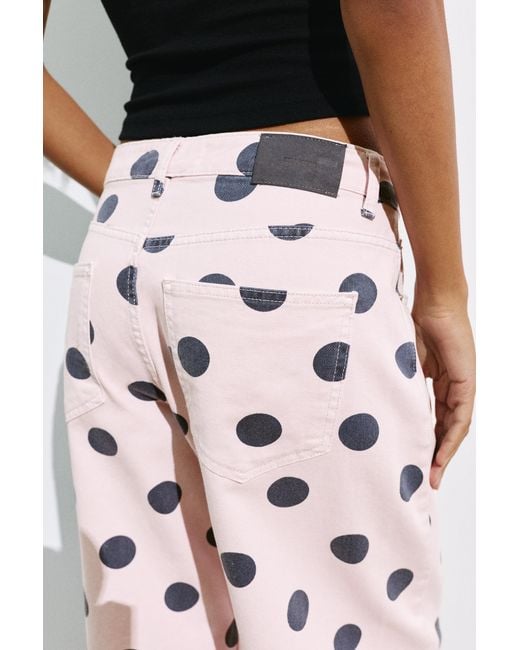 Pull&Bear White Polka Dot Barrel Jeans