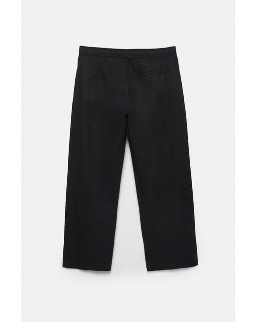 Pull&Bear Black Linen Blend Jogger Trousers for men
