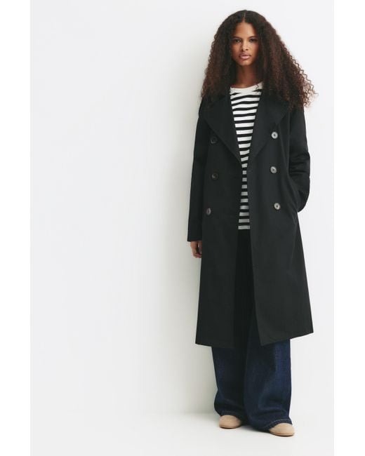 Pull&Bear Black Belted Trench Coat