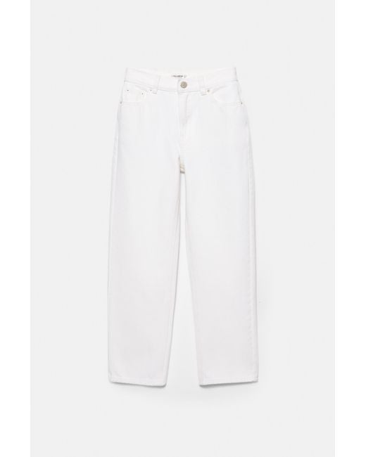 Pull&Bear White High-Waist Mom Jeans