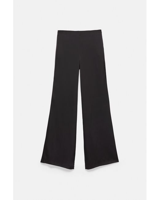 Pull&Bear White Satin Straight-Leg Trousers