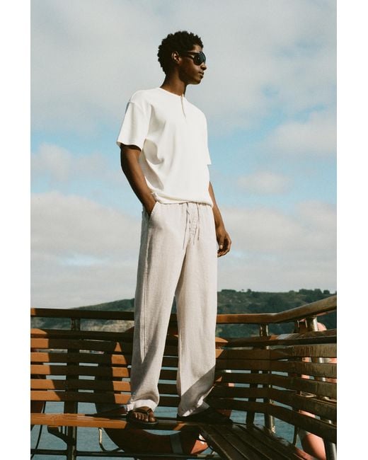 Pull&Bear Multicolor 100% Linen Jogger Trousers for men