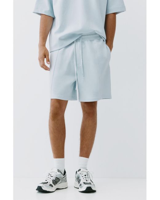 Pull&Bear White Interlock Jogger Bermuda Shorts for men