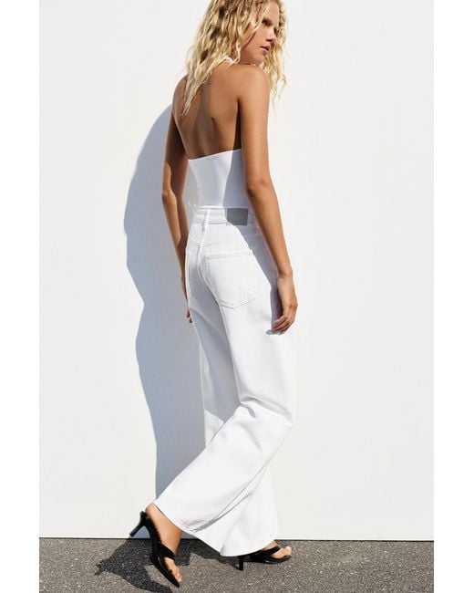 Pull&Bear White Rhinestone Halter Bodysuit