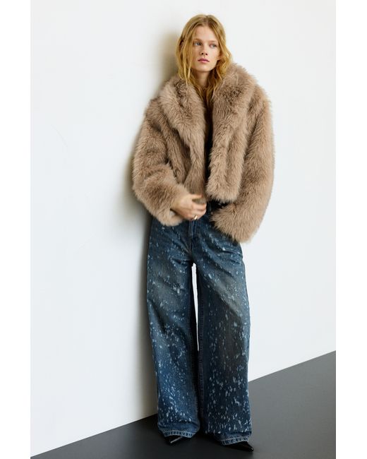 Pull&Bear Blue Short Faux Fur Coat