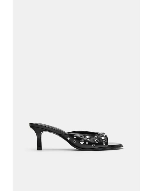 Pull&Bear Blue Studded Mule Heel Sandals