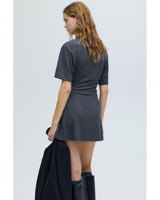 Pull&Bear Blue Draped Polo Collar Dress