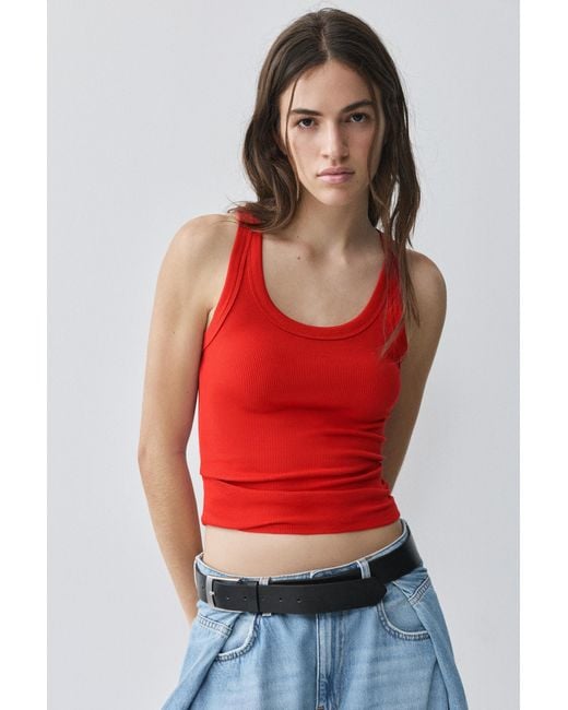 Pull&Bear Red Basic Tank Top