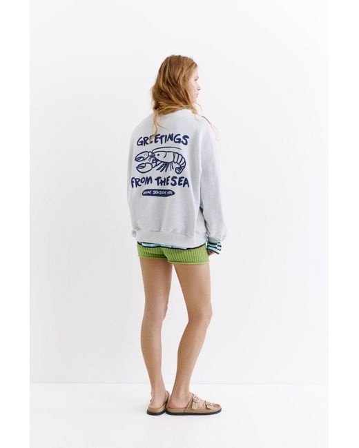 Pull&Bear Sweater Met Kreeftenprint in het Gray