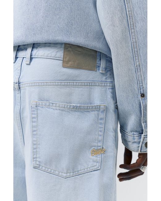 Pull&Bear Blue Baggy Denim Bermuda Shorts for men