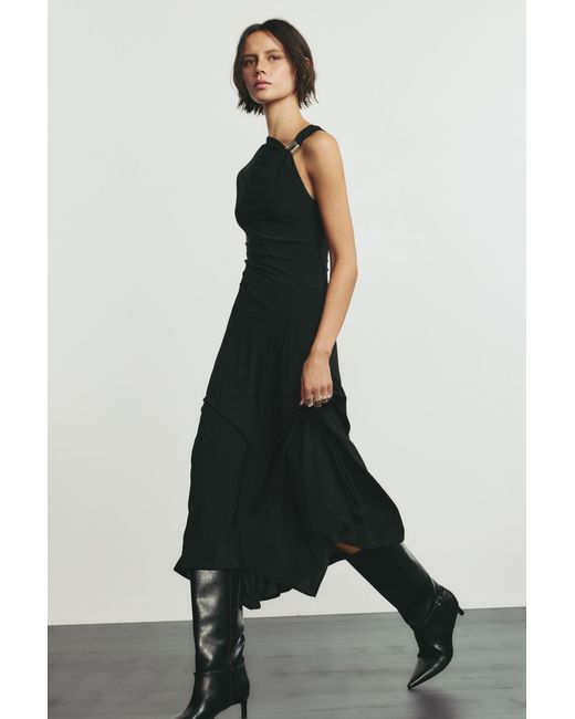 Pull&Bear Black Buckle Midi Dress