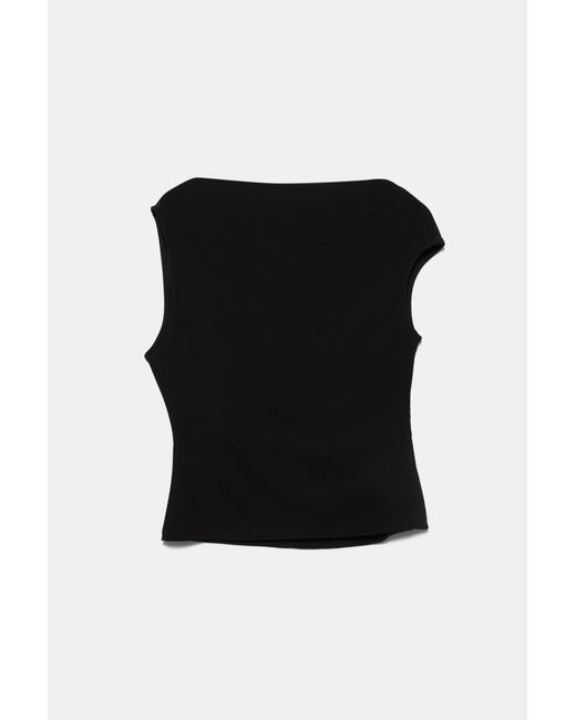Pull&Bear Black Gathered Asymmetric Top