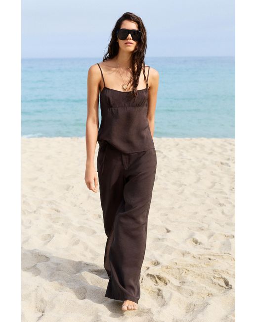 Pull&Bear Blue Drawstring Flowing Trousers