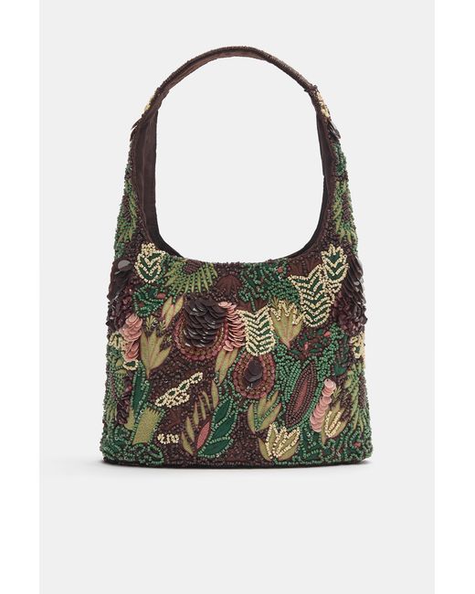 Pull&Bear Brown Beaded Shoulder Bag