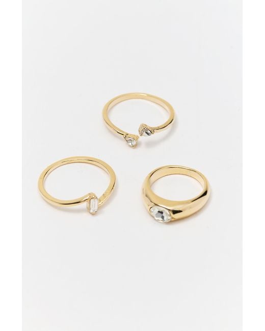 Pull&Bear White Pack Of 6 Slim Rings