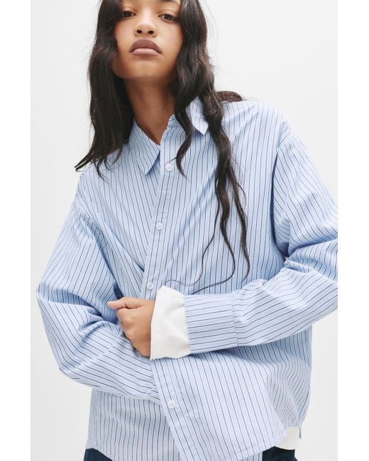 Pull&Bear Blue Popelin-Hemd