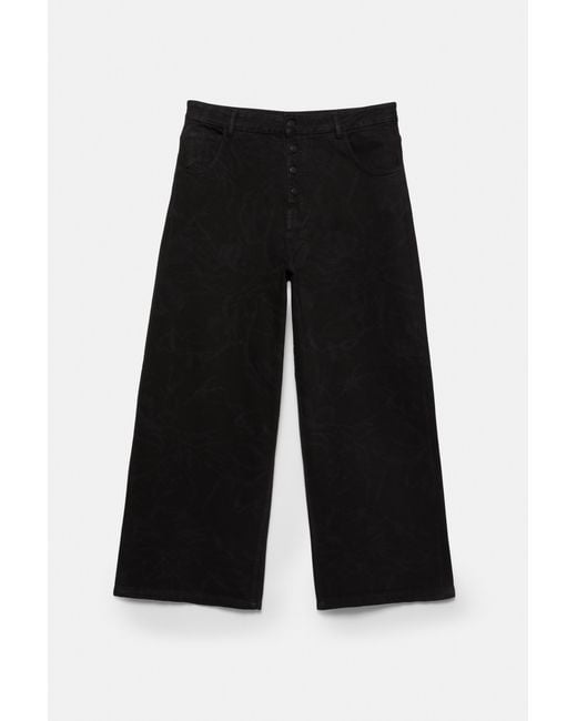 Pull&Bear Black Laser Print Baggy Jeans for men
