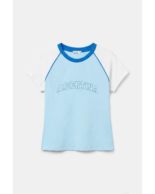 Pull&Bear Blue Argentina Graphic Slim-Fit T-Shirt