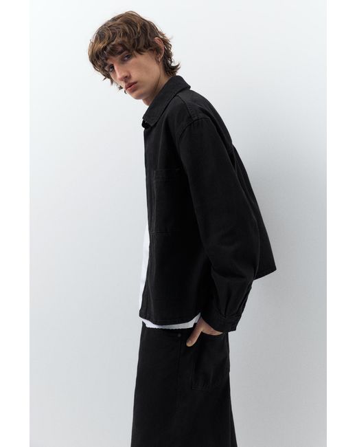 Pull&Bear Black Denim Overshirt for men