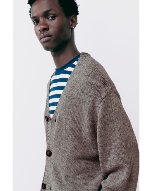 Pull&Bear Gray Rustic Cardigan for men