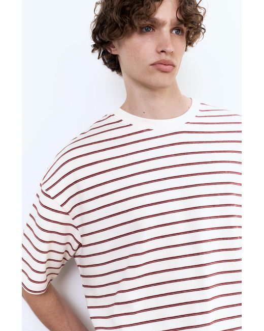Pull&Bear Yellow Striped Boxy-Fit T-Shirt for men