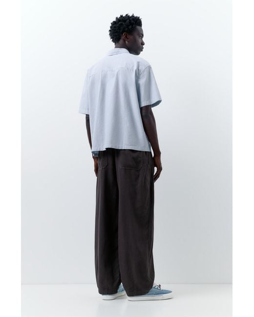 Pull&Bear Blue Linen Blend Jogger Trousers for men