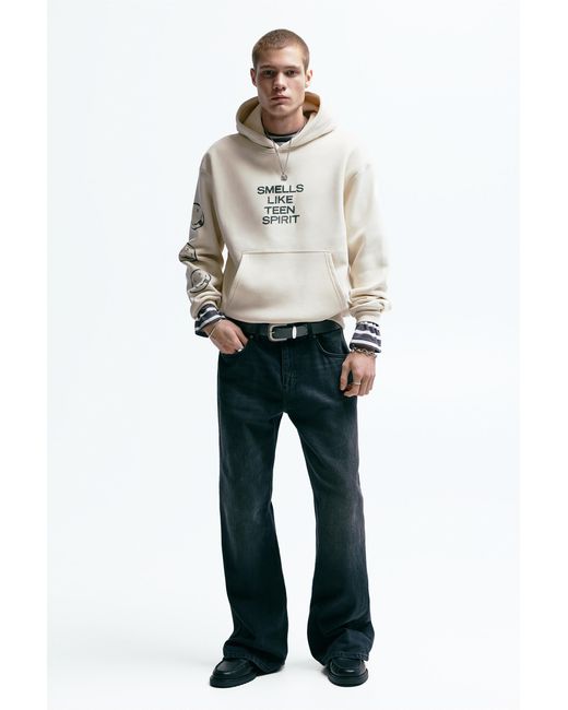 Pull&Bear Gray Nirvana Hood Hoodie for men