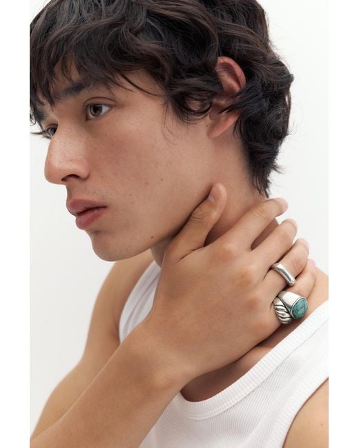 Pull&Bear Multicolor 3-Pack Of Stone Rings for men