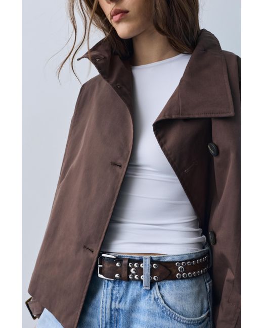 Pull&Bear Black Leather Effect Belt With Studs