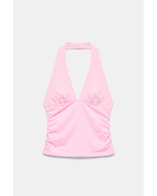 Pull&Bear Haltertop Met Plooien in het Pink