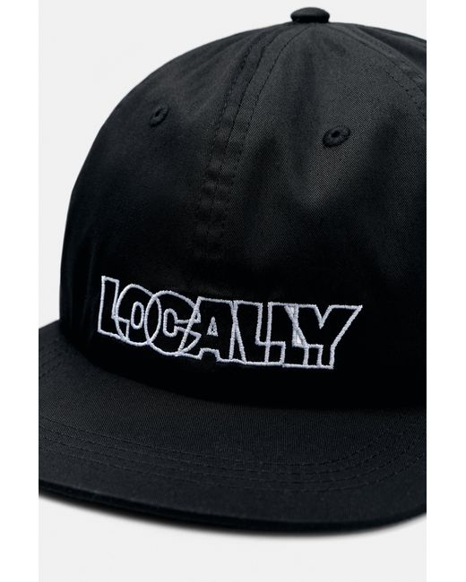 Pull&Bear Black Locally Embroidered Stwd Cap for men