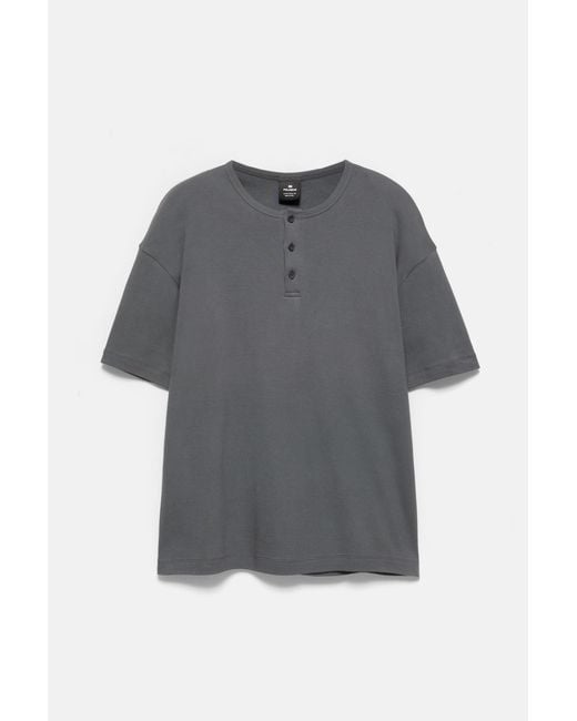 Pull&Bear Basic Henley-T-Shirt in Gray für Herren