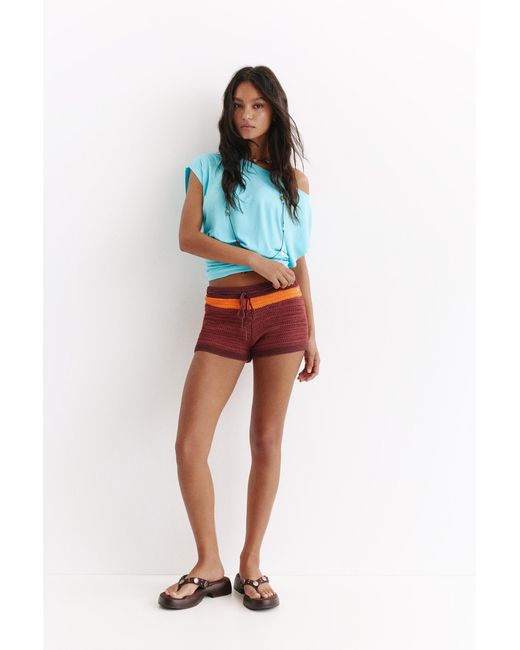 Pull&Bear Blue Crochet Knit Shorts